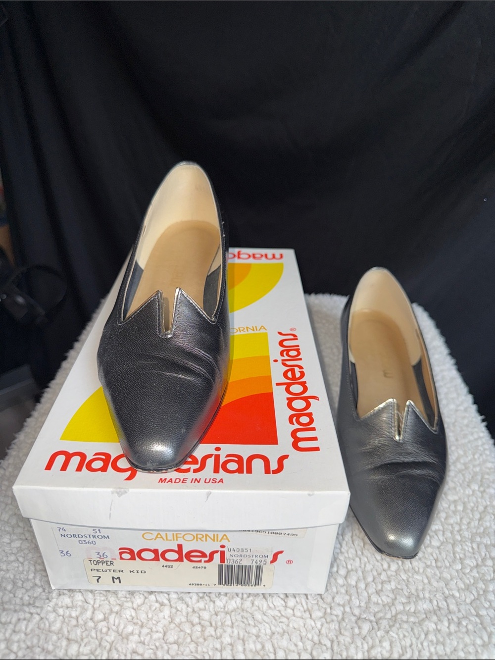 Magdelan Metallic Silver Pointed Loafers